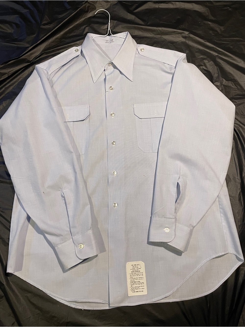 US Air Force USAF Blue Military Dress Uniform Shirt 17 34